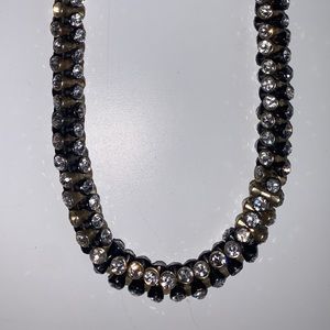 J. Crew black gold and diamond necklace